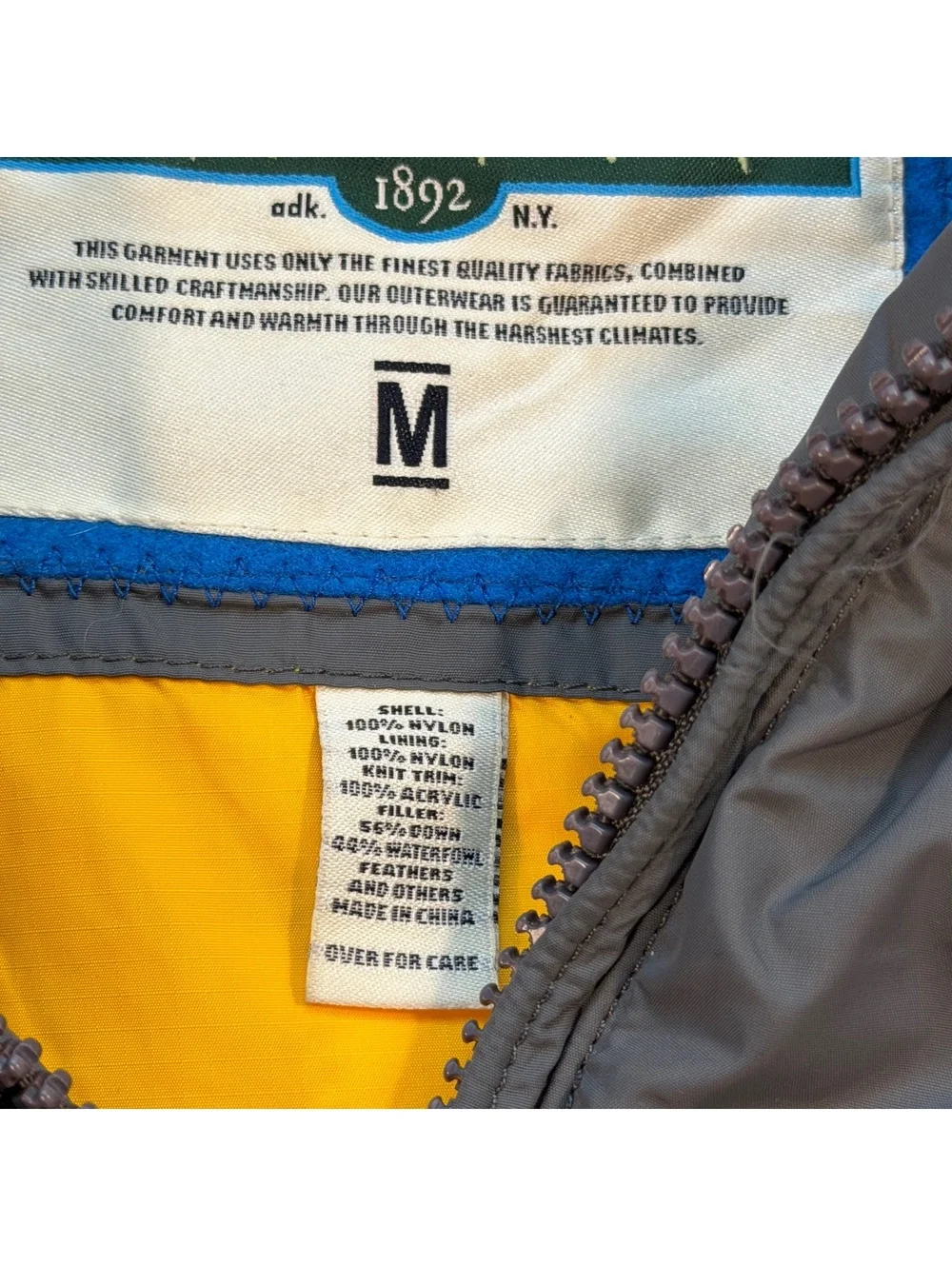 Vintage Y2K Abercrombie & Fitch Down Puffer Jacket Medium Grey Yellow Winter